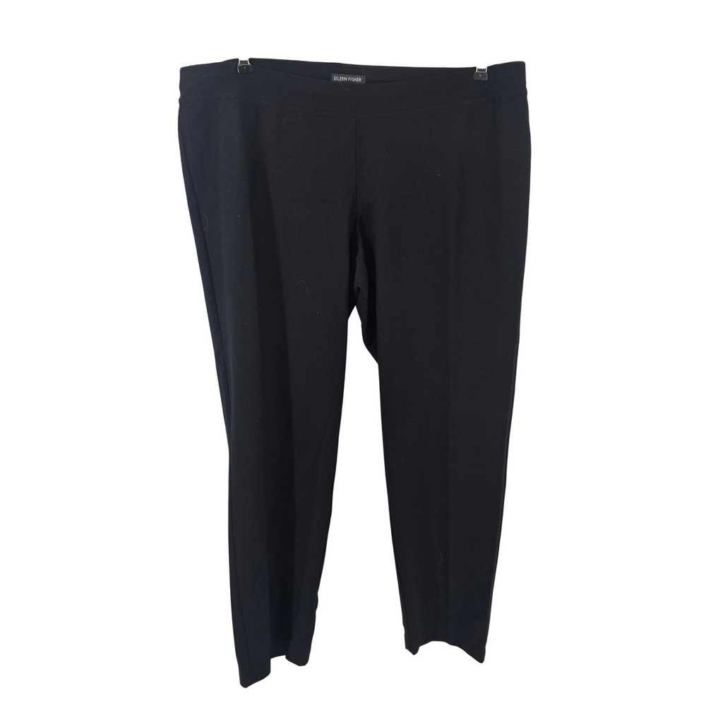 Eileen Fisher Pants Womens XL Black Slim Ankle Viscose Nylon Stretch Tapered Leg